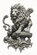 guardian lion statue tattoo design idea