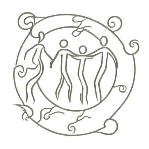Circle of 12 stick figures holding hands. tattoo design idea