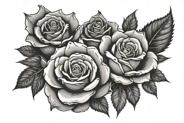 multiple rose tattoo that symbolize strength, hope, resilience tattoo design idea