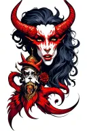 whispering devil tattoo design idea