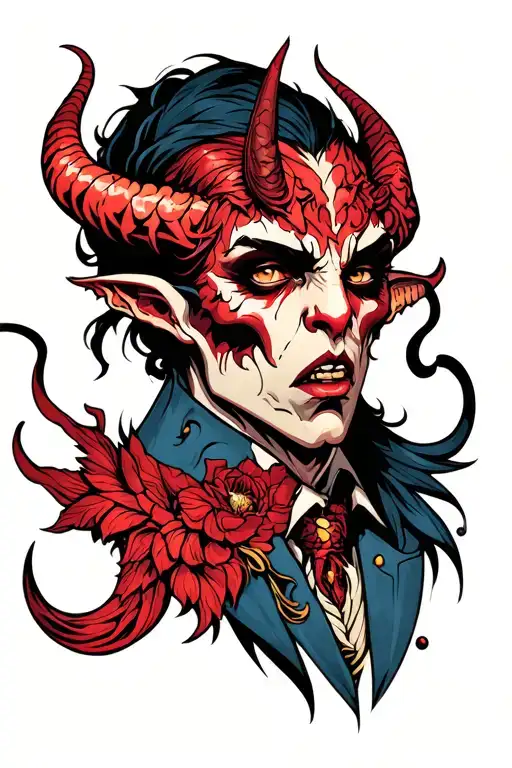 whispering devil tattoo design idea