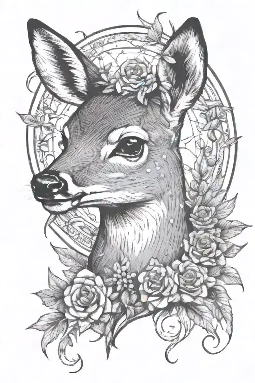 baby deer spirit animal tattoo design idea