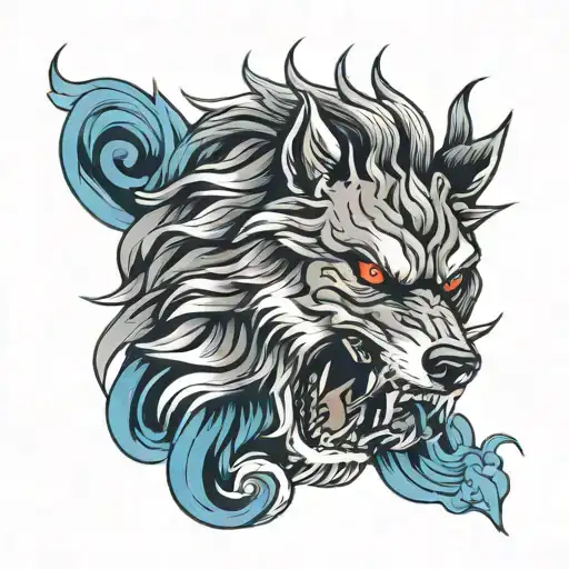 angry wolf tattoo design idea