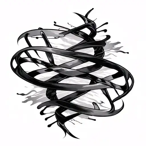 backround soundwaves flowing, strong vortex, aurora ribbons shaping to dna tattoo design idea