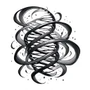 backround soundwaves flowing, strong vortex, aurora ribbons shaping to dna tattoo design idea