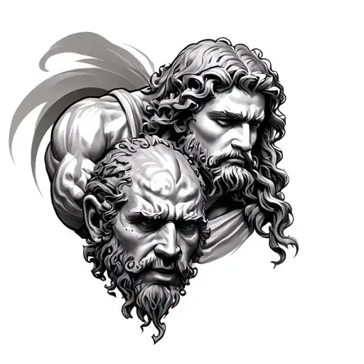 David holding Goliath head tattoo tattoo design idea