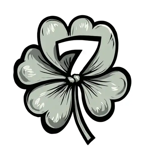 4 leaf clover and number 7 tattoo design idea