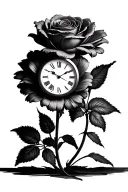 rose daisy clock tattoo design idea