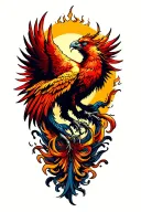 Phoenix rising from ashes tattoo design idea
