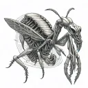 skeleton praying mantis tattoo design idea