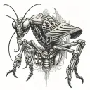 skeleton praying mantis tattoo design idea