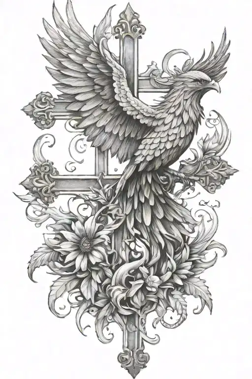 Phoenix Cross tattoo design idea