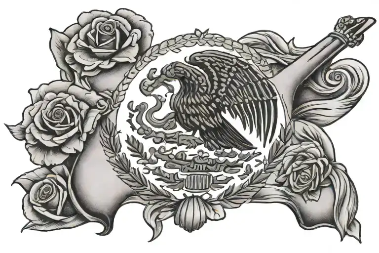 Mexican flag incorporated tattoo design idea