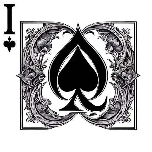 black queen of spades letter Q inside tattoo design idea