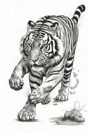 tiger walking tattoo design idea