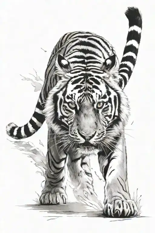 tiger walking tattoo design idea