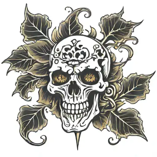 skull biting black clover tattoo tattoo design idea