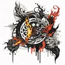 4 elements water and fire tattoo design idea