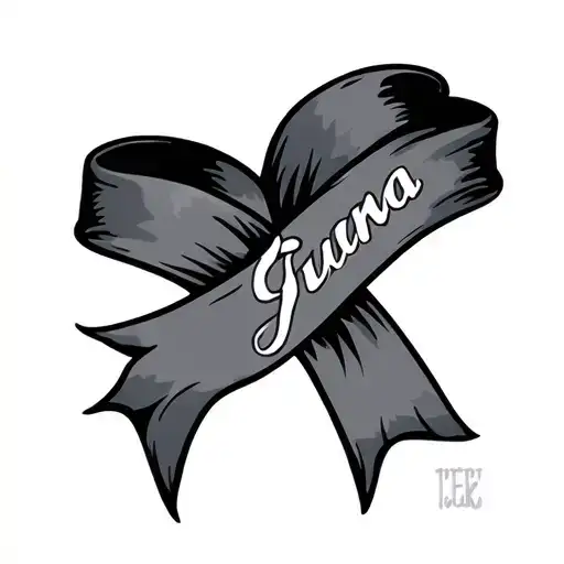 "Juana" name on a ribbon wrapped tattoo design idea