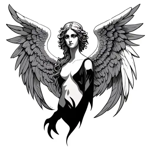 angel with dark shades for neck tattoo design combining elements tattoo design idea