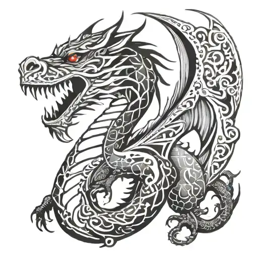 Nordic dragon wrapped tattoo design idea