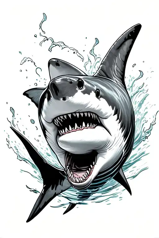 bull shark swimming tattoo design idea