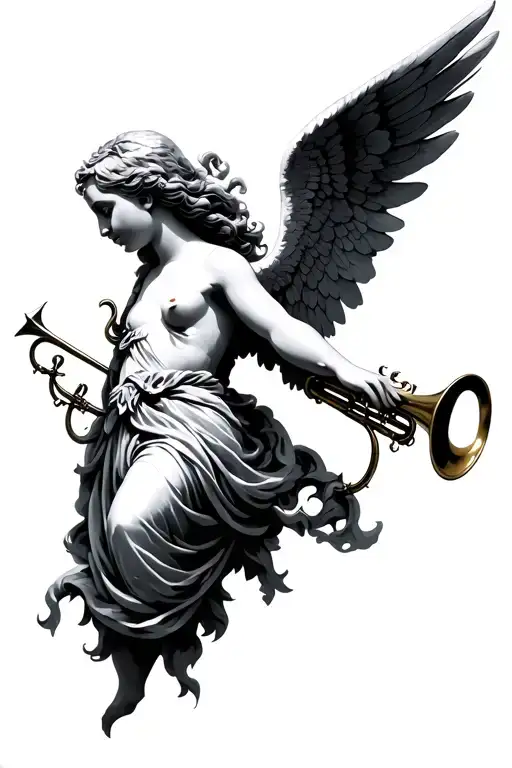 angel with trumpets  tattoo design idea