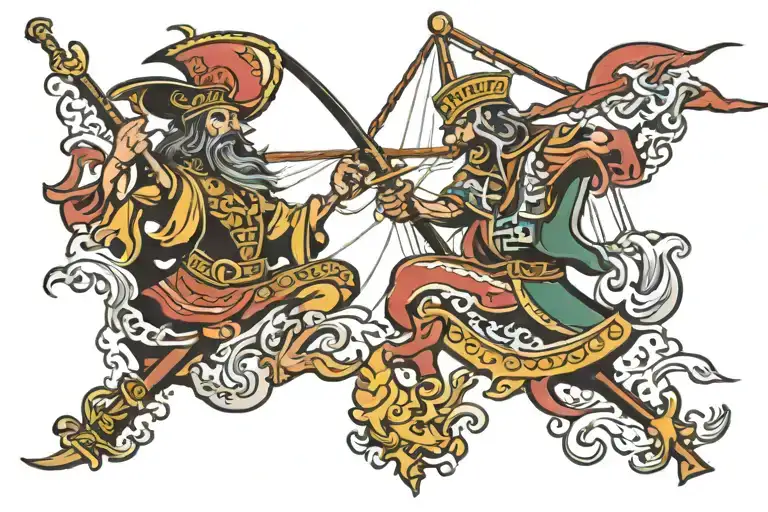 two spanish galleons fighting each other tattoo design idea
