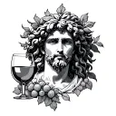 dionysus god with wine tattoo design idea