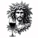 dionysus god with wine tattoo design idea