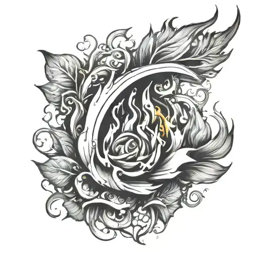 burning ashes symbolizing rebirth tattoo design idea
