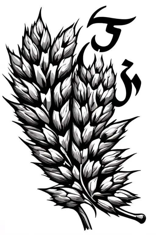 Wheat ear design with the name Muhammad tattoo design idea