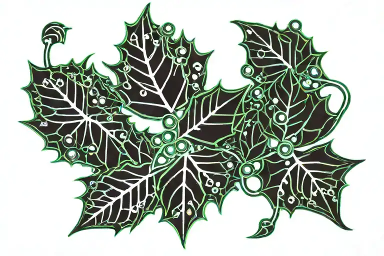 holly leaves and berries tattoo design idea
