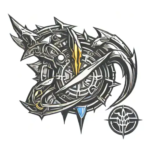 Minimalist,  shoulder, protoss symbol from starcraft, medium,  says "effective team" with the date 03-24-12 tattoo design idea
