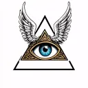 illuminati eye triangle with black angel wings tattoo design idea