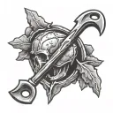 gold mining with pick axe tattoo design idea