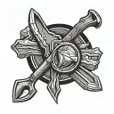 gold mining with pick axe tattoo design idea
