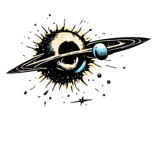 Coverup Space black hole eating star tattoo design idea
