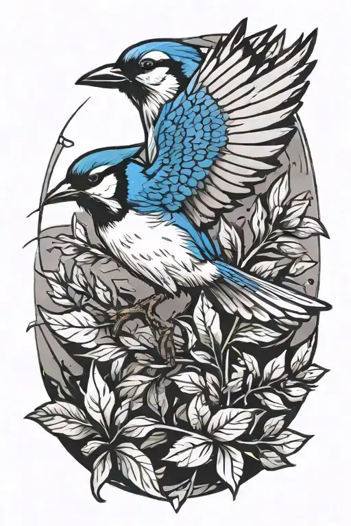 falling blue jay bird like Icarus falling fine line small tattoo design idea