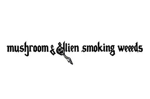 "mushroom & alien smoking weeds" tattoo design idea