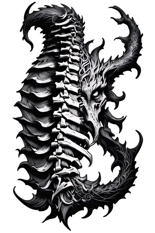 metal demonic spine tattoo symmetric for back tattoo design idea