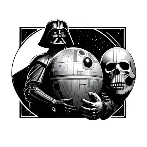 DARTH VADER HOLDING DEATH STAR tattoo design idea