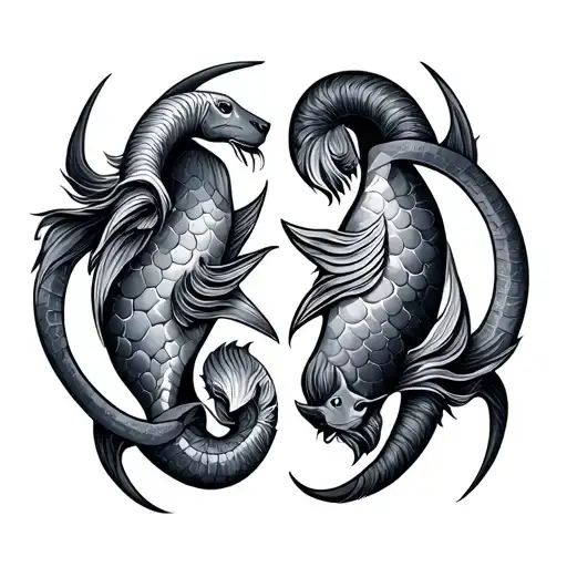 Capricorn And Pisces zodiac sign tattoo design idea