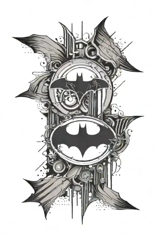 batman symbol with stripes minimal details tattoo design idea