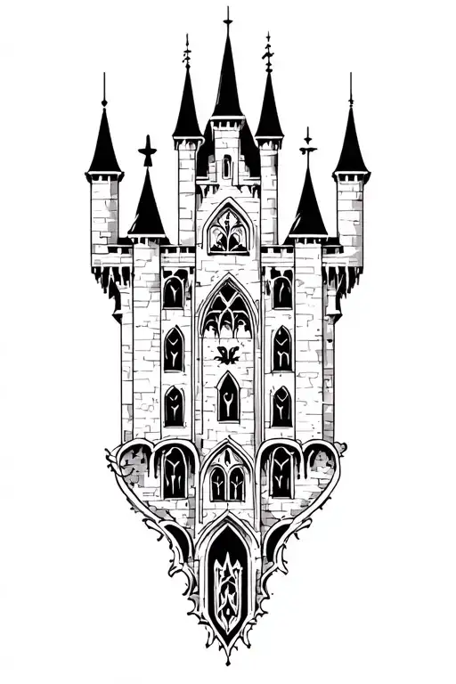 castle wall tattoo design idea