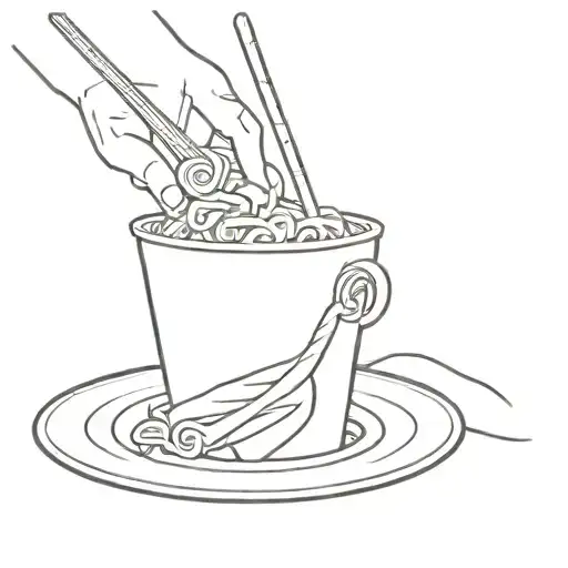 hand holding cup noodles tattoo design idea