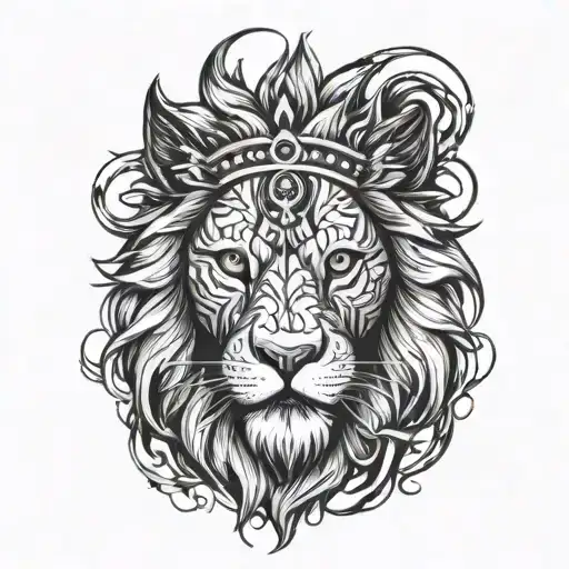 lion head angry wolf tattoo design idea