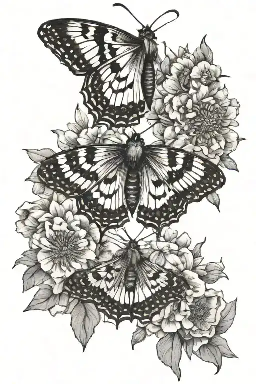 moths and wallflowers tattoo design idea