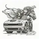 Knight, Dodge Challenger Hellcat tattoo design idea