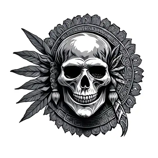 Azteca Guerrero Skull in Servant tattoo design idea